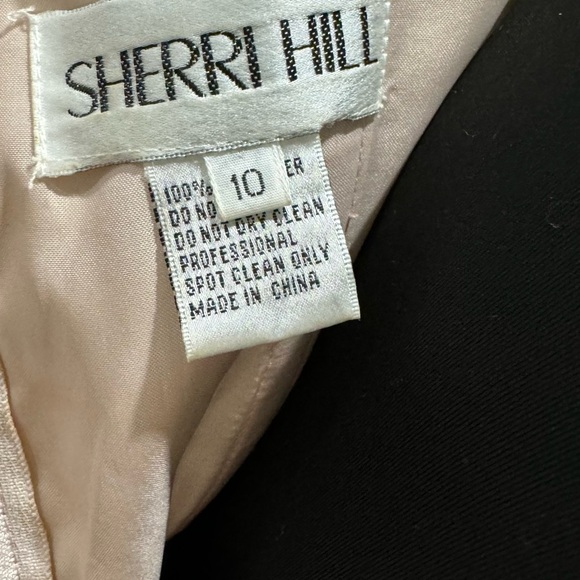 Sherri Hill- Size 10 Aqua Peach floral-appliqued/off-the-shoulder straps. - Picture 8 of 8